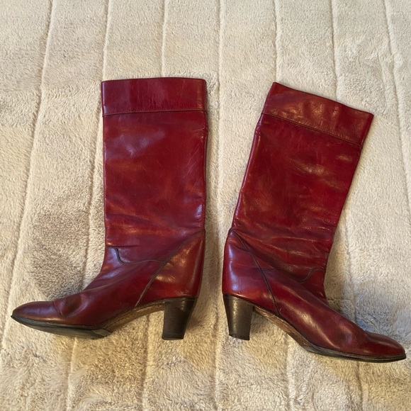 Bartoli VERO CUOIO Real leather RED high knee boots - size 38  8 - Picture 6 of 12